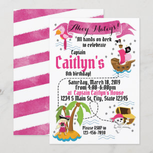 Girl Pirate Birthday Invitation