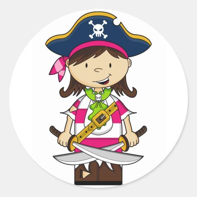 Girl Pirate Captain Sticker (Front)