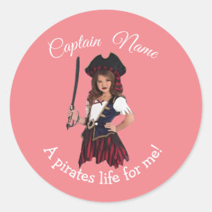 Girl Pirate  Classic Round Sticker