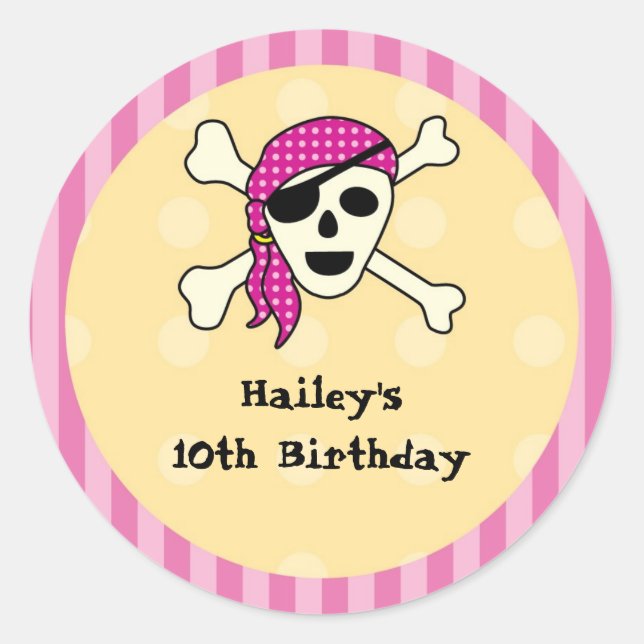 Girl Pirate Favour Seal Sticker (Front)