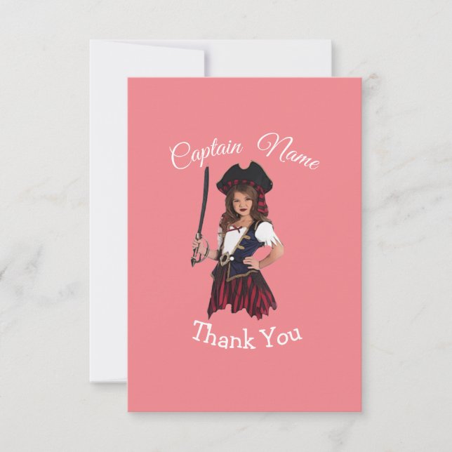 Girl Pirate theme Thank You Card (Front)