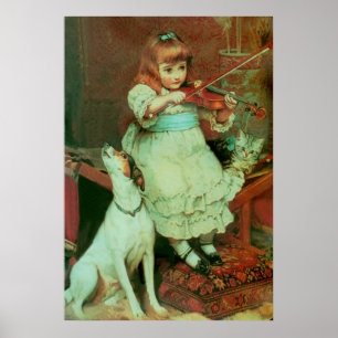 Girl playing a violin poster