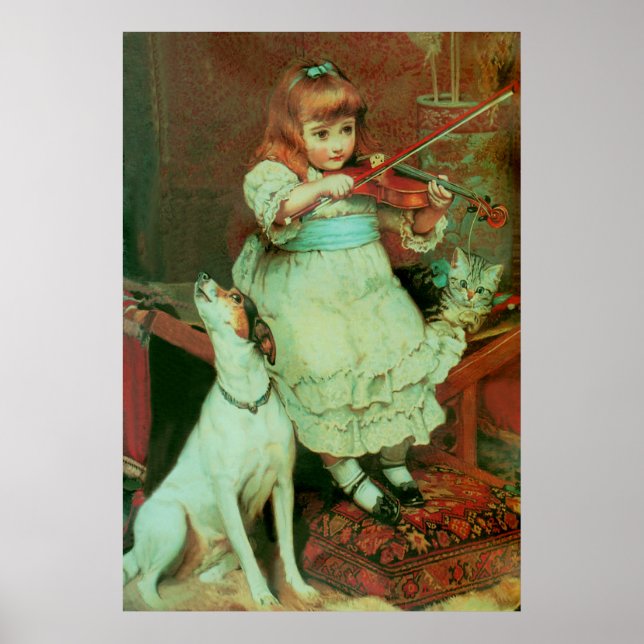 Girl playing a violin poster (Front)