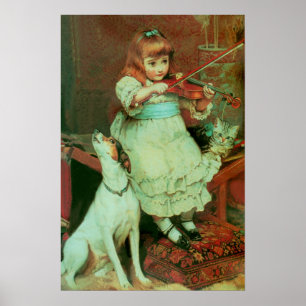 Girl playing a violin poster