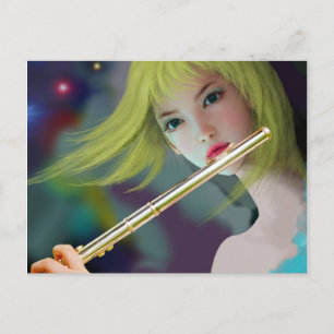 Girl Playing Flute 2 Postcard