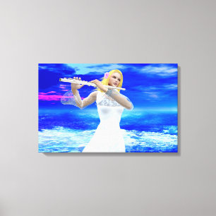 Girl Playing Flute Canvas Print