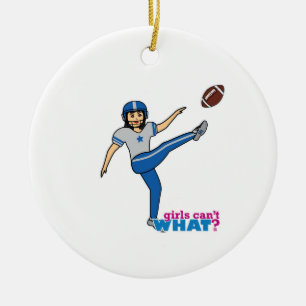 Girl Playing Football - Medium Ceramic Tree Decoration