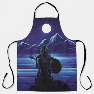 Girl playing guitar of the night guitar,girl,sky,a apron
