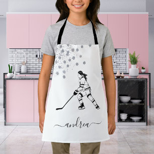 Girl Playing Ice Hockey Team Player Girly Name   Apron