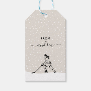 Girl Playing Ice Hockey Team Player Girly Name Gift Tags