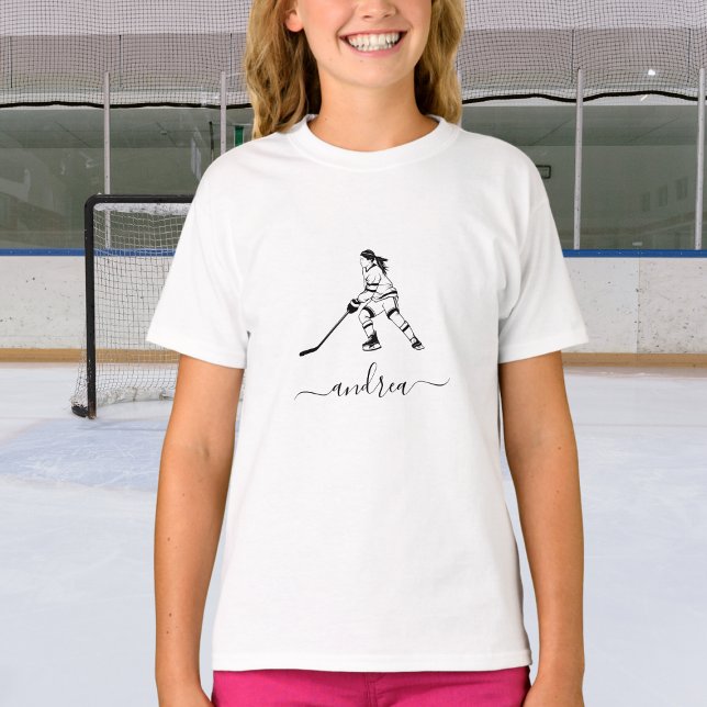 Girl Playing Ice Hockey Team Player Girly Name  T-Shirt (Creator Uploaded)