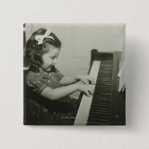 Girl Playing Piano 15 Cm Square Badge