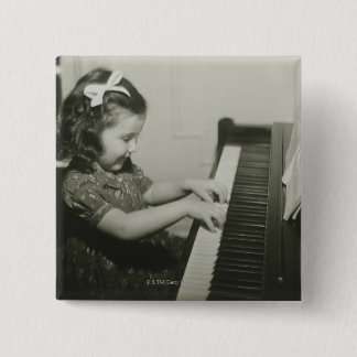 Girl Playing Piano 15 Cm Square Badge