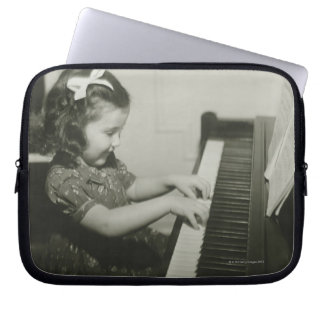 Girl Playing Piano Laptop Sleeve