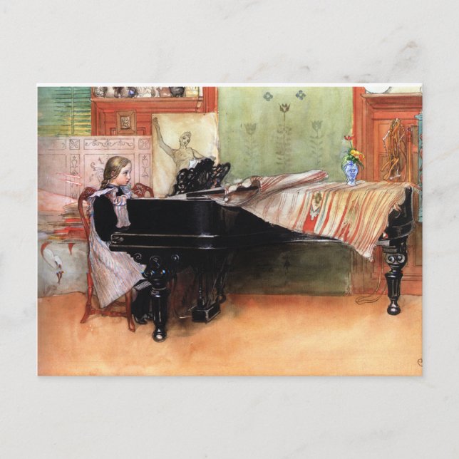 Girl Playing Piano Postcard (Front)