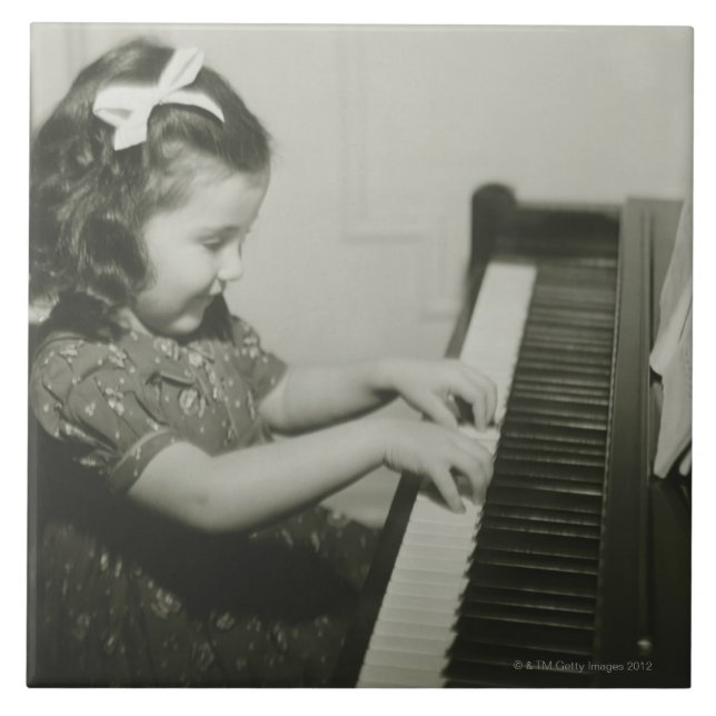 Girl Playing Piano Tile (Front)