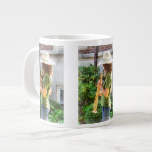 Girl Playing Saxophone Large Coffee Mug