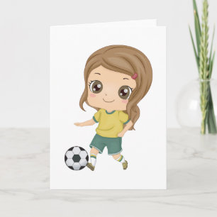 Girl Playing Soccer Adorable Kids Sports Card