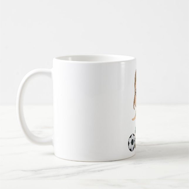 Girl Playing Soccer Adorable Kids Sports Coffee Mug (Left)