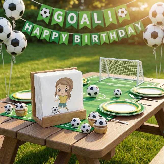 Girl Playing Soccer Adorable Kids Sports Napkin (Creator Uploaded)