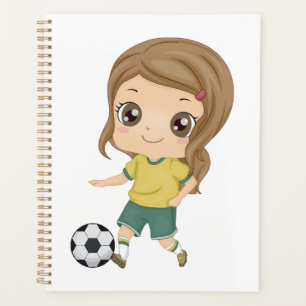 Girl Playing Soccer Adorable Kids Sports Planner