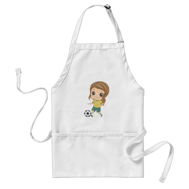 Girl Playing Soccer Adorable Kids Sports Standard Apron (Front)