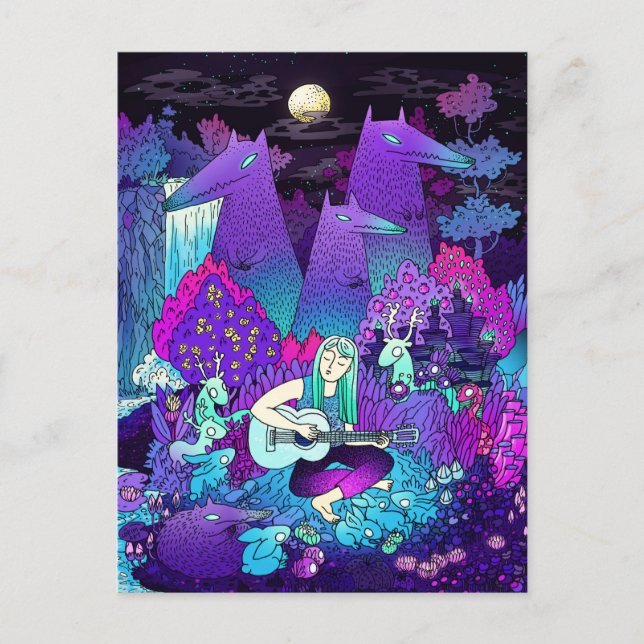 Girl playing the guitar postcard (Front)