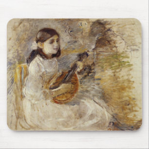 Girl Playing the Mandolin (by Berthe Morisot) Mouse Mat