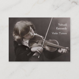 Girl playing the violin business card