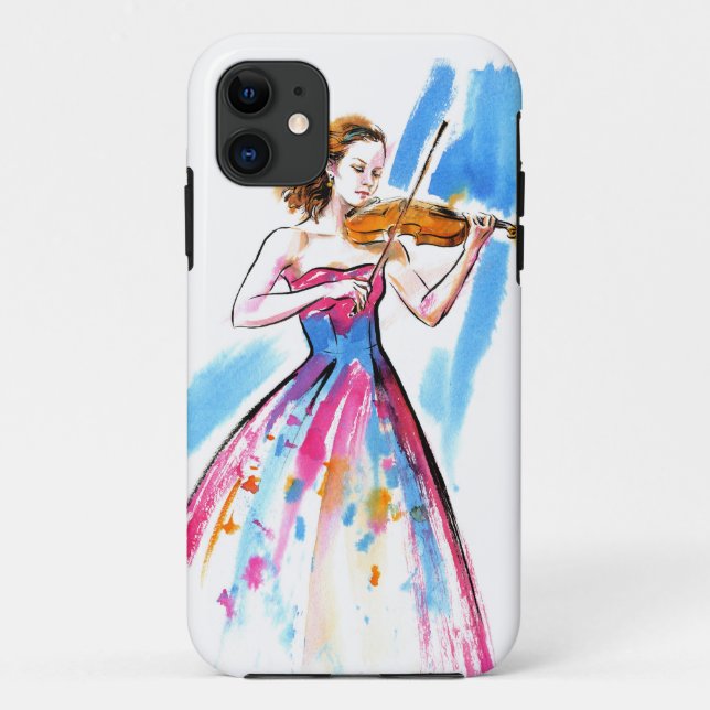 Girl playing the violin iPhone case (Back)