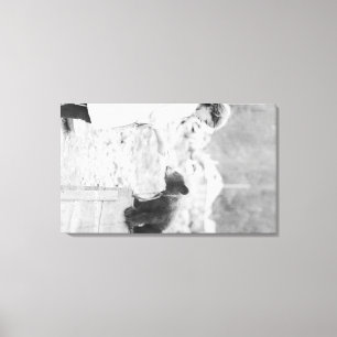 Girl Playing with Bear Cub in Seward 2 Canvas Print