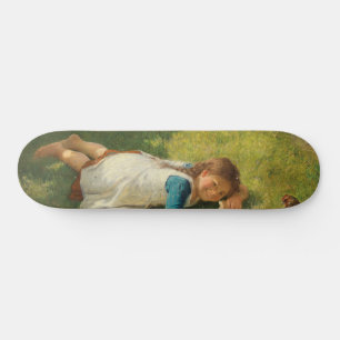 Girl Playing with Chicks (Hen and Chicken) Skateboard
