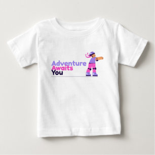 Girl Playing with Skates Purple Baby T-Shirt