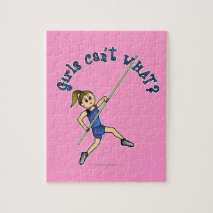 Girl Pole Vaulting - Blue (Light) Jigsaw Puzzle