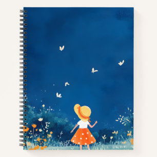 Girl Ponders the Future in a Beautiful Field Notebook