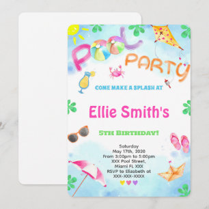 Girl Pool Birthday Invitation