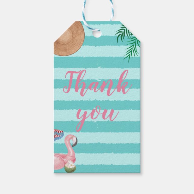 Girl Pool Birthday Party Gift Tags (Front)