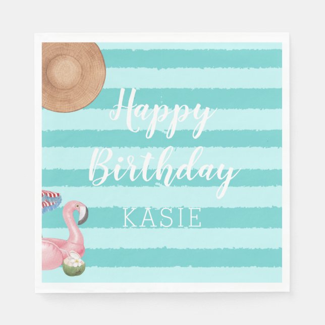 Girl Pool Birthday Party Napkin (Front)