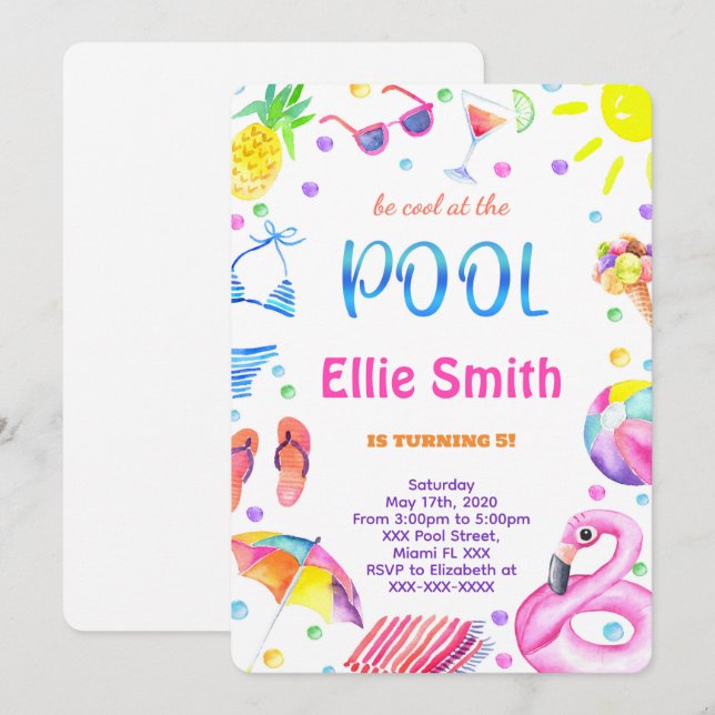 Girl Pool Invitation (Front/Back)