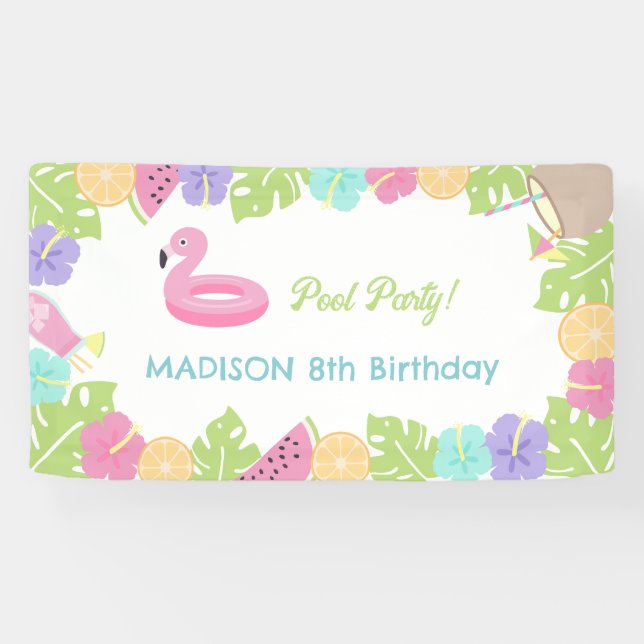 Girl Pool party  Banner (Horizontal)