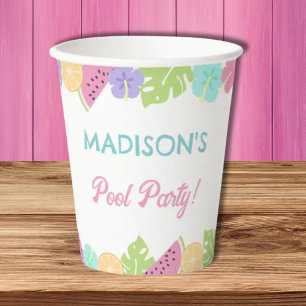 Girl Pool party  Banner Paper Cups