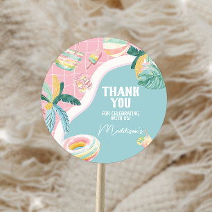 Girl Pool Party Birthday Party  Classic Round Sticker