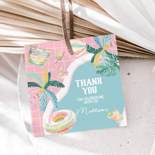 Girl Pool Party Birthday Party Square Favour Tags