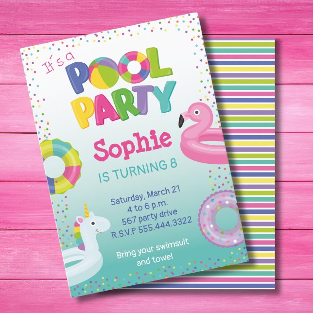 GIRL POOL PARTY, FLAMINGO FLOAT INVITATION (Creator Uploaded)