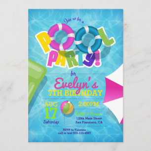 Girl Pool Party Invitation - Pool Invite for Girls