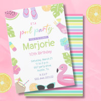 Girl Pool party, tropical, flamingo float
