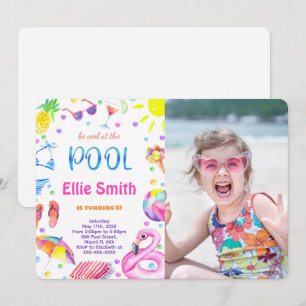 Girl Pool Photo Invitation