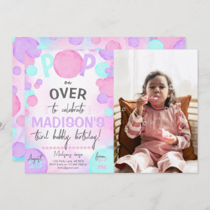 Girl Pop Over Bubble Photo Invitation
