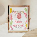Girl Popsicle Baby Shower Babies are Sweet Poster<br><div class="desc">Make your event special with this Popsicle Baby Shower with our cute and lovely printable Babies are Sweet Sign featuring adorable Baby Clothes Baby Shower theme. Download,  personalise,  and create lasting memories with this perfect touch for your joyous celebration!
 
BS1078</div>