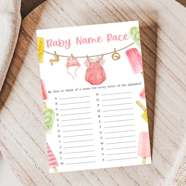 Girl Popsicle Baby Shower Baby Name Race Game (Ready to Pop Popsicle Baby Shower Game)